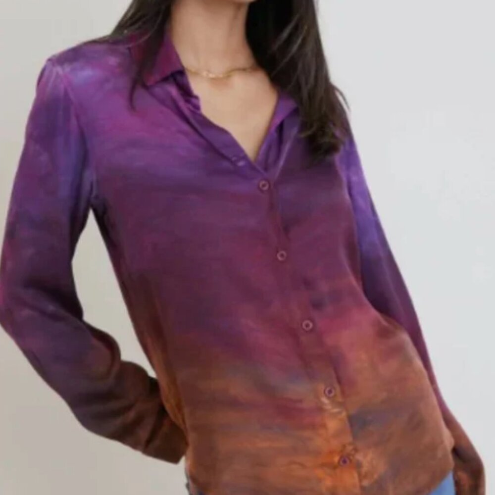 Bella Dahl Tie-Dye Brandy Horizon Button-Down Shirt in Large